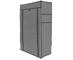 PrimeMatik Armario ropero y Zapatero de Tela Desmontable 60 x 30 x 110 cm Gris con Puerta Enrollable (DX083), 60 x 30 x 110