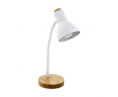 EGLO lÃ¡mpara de mesa Veradal, iluminaciÃ³n de escritorio de 1 luz, luz de mesa de metal, material artificial en blanco, madera en marrÃ³n, con interruptor, casquillo E27