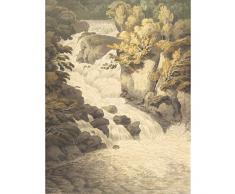 Abbott Waterfall Cascade Inveraray Scotland Painting Premium Wall Art Canvas Print 18X24 Inch Agua Escocia Pintura pared
