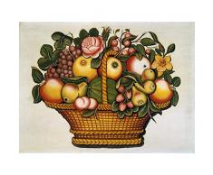 Lienzo decorativo para pared, diseÃ±o vintage con canasta, diseÃ±o de flores de frutas