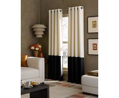Cortina de Cortinas Kendall con Ojales de Color, poliÃ©ster Tela, Cortina con Ojales de Color de la Marca de la Cortina, 95 Pulgadas, Color Crema/Negro, 95 Inch