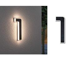 Paulmann 79842 Número de casa 1 LED IP44, Blanco cálido, baterÃa Intercambiable Incl. 1x0,2 W, luminaria, Negro, lámpara, plástico, luz Solar 3000 K, 0.2 W