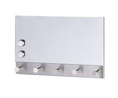 Wenko Perchero magnÃ©tico espejo - 5 ganchos, Vidrio endurecido, 30 x 19 cm, Cromo reluciente