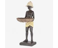 Better & Best Grande Figura Decorativa de niño con Casco, Pareo y cesto, Medidas 14x20x38 cm, Material: Resina, Crema