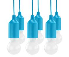 HyCell Pull Light - Juego de 6 con interruptor de cordón Incluye Pilas AAA - Portátil LED Bombilla Blanco Cálido - mobile lámpara ideal para jardÃn cobertizo tienda camping desván Armario o fiesta decoración