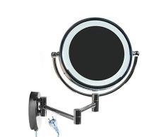 HIMRYÂ® LED CosmÃ©tica Espejo de Pared 8,5 Pulgadas 7X Aumentos, con Luz y Brazo Articulado, Metal Cromado Plegable Espejo para Pared, 360Â° RotaciÃ³n, Cara Doble: EstÃ¡ndar + 7X Aumentos. KXD3132-7x
