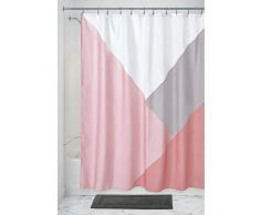 iDesign Colorblock ducha, gran baño de poliéster, cortinas estampadas, rosa, 183 cm x 183 cm