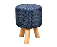 Taburete de Punto Pouf Taburete con Patas de Madera Azul Ø 35 cm Altura 45 cm Color del mar