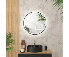 Espejo de baÃ±o con iluminaciÃ³n LED y Contorno Negro â Ã60 cm â GO Black LED