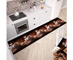 PETTI Artigiani Italiani, Alfombrilla de Cocina Antideslizante, Alfombra Rectangular de Microfibra, Diseño Moderno, 100% Made in Italy, Caffe 2, 54x240 cm