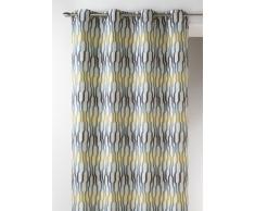 Home Maison 09341-8-AL Cortina con Anillas integradas Jacquard círculos Canon Fusil de 140 x 260 cm, Bleu Canard, 140 x 260