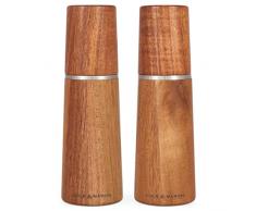 Cole & Mason H322225 Marlow Acacia Molinillos de Sal y Pimienta, Precision+/Molienda Ajustable, Madera de Acacia, 185mm, Caja de Regalo, Incluye 2 x Molinos, Garanzia del Meccanismo a Vita