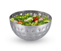 Relaxdays Ensaladera de Acero INOX. Martillado L, Frutero, Cuenco de Cocina, Bol, TazÃ³n, 25 cm de DiÃ¡metro, Plateado
