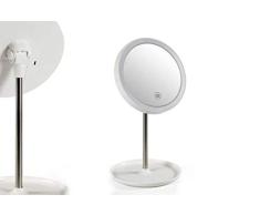 Espejo de Belleza Redondo Blanco ampliador con luz led Base Porta Objetos 44 cm CBS-813238