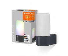 LEDVANCE SMART+ WI-FI PIPE RGBW - Aplique LED regulable gris oscuro para exteriores con carcasa de aluminio, control de color RGB, 10 W, 3000 Kelvin blanco cÃ¡lido, 380 lÃºmenes, IP44