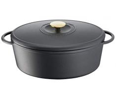 Tefal Heritage Cacerola Oval 34x26 cm, Hierro Fundido,7,2 litros, Tapa potenciadora de condensación, retención del Calor, Fuego Lento, guisos, caramelización, Apto para Todo Tipo de cocinas, Cast Iron