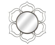 DRW Espejo de Pared con Forma de Flor en Metal Plateado 76x2cm, INT. 37cm