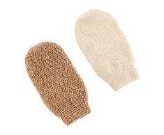 2 guantes exfoliantes de ducha de fibra natural para limpieza corporal y exfoliación