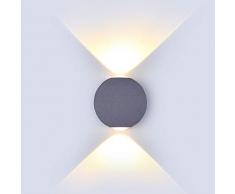 V-TAC Lámpara LED COB 6 W, de Pared Aluminio Gris Wall Light Blanco Natural 4000 K IP65