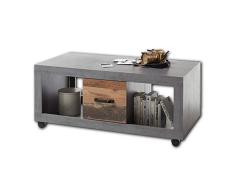 Bega Indiana - Mesa de café con Ruedas en hormigón y Aspecto Antiguo, Mesa móvil con estantes y cajones para tu salón, Material de Madera, hormigón, Estilo Antiguo, 115 x 50 x 60 cm