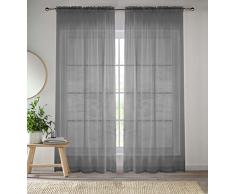 Enhanced Living Par de Paneles de Cortina de Gasa con Ranura Superior, Color Gris Transparente (57 x 72 Pulgadas), 145 x 183 cm