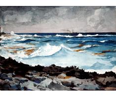 Legendarte Winslow Homer La Costa y Las Olas Impresión Digital sobre Lienzo, cm. 80x110