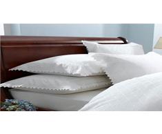 Balmoral Bordado par de Almohadas percal Funda de Almohada Ropa de Cama, Blanco, 75 x 50 x 0.5 cm