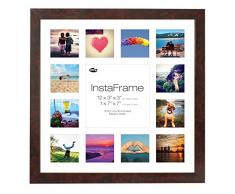 Inov8 16 x 40,64 cm Insta-Frame Marco para Instagram 13/DE Estampado a Cuadros de Fotos con paspartú Blanco y Blanco con Borde, Madera de Nogal Brillante