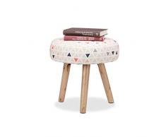 Relaxdays Taburete Bajo, Reposapiés Triángulos, Niños, Infantil, Madera-Poliéster-Gomaespuma, 1 Ud, 35x35 cm, Multicolor