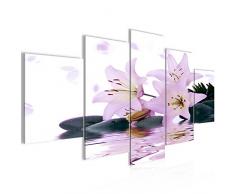 Runa Art imÃ¡genes Flores Lirios Wandbild 200 x 100 cm Vlies - Lienzo XXL Formato Wandbilder salÃ³n Vivienda Deko Kunstdrucke Rosa 5 Piezas - Made in Germany - Listo para Colgar 201651c