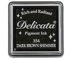 Tsukineko Almohadilla de Tinta Delicata marrón Oscuro Shimmer - Mini