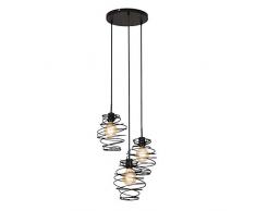 Briloner Leuchten Luz péndulo de 3 Foco, lámpara Colgante Retro/Vintage, Black Steel, 3X E27, máx. 60 vatios, Negra, 425 x 1300 mm (diámetro x Alto)