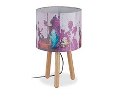 Relaxdays Lámpara de Mesa Infantil, Pantalla cilÃndrica, TrÃpode, Bosque, 41 x 25 cm, Madera, 41.5 x 25 cm