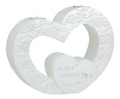 Wiedemann - Boda Vela Doble corazón con Aspecto de Punta patrón té luz Uso, Cera, Plata, 20,5 x 24,5 cm