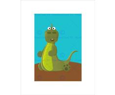 Wee Blue Coo ImpresiÃ³n artÃ­stica para dormitorio infantil de dinosaurio Tiranosaurus Rex verde LIZARD B12X13435