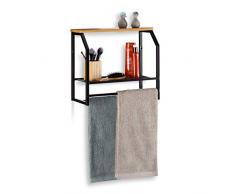 Relaxdays EstanterÃa con toallero, Dos estantes, para Cocina o baño, Acero, Negro, 41x45x23 cm, Hierro, 41,5 x 45,5 x 23 cm