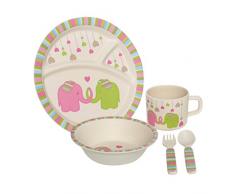 Premier Housewares Vajilla para niños, Multicolor, Set de 5, bambú, multicolor, 21 x 21 x 9 cm