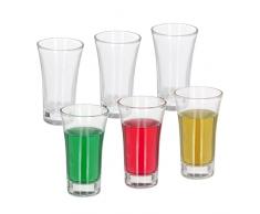 Relaxdays Vasos Chupito, Juego de 6, Shot Glass, para Tequila o Licor, Redondos, Largos, Base Gruesa, 6cl, Transparentes, 6 Unidades
