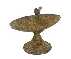 BETTER & BEST Q B&B Q BETTER & BEST Centro de Mesa de Hierro Oxidado Ovalado, Decorado con 1 pÃ¡jaro, Metal, Ãxido, 20.50x13.50x14.50 cm