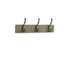 AmazonBasics - Perchero de madera de pared, 3 ganchos estándar 34 cm, Madera noble, 2 unidades