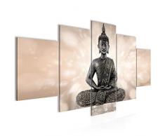 Imagen de Buda Feng Shui mural de 200 x 100 cm â Lienzo XXL formato pared imágenes salón decoración impresiones de arte marrón 5 piezas â Fabricado en Alemania â listo para colgar 506651a