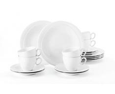 Seltmann Weiden Servicio de cafÃ© 18 Piezas | Set para 6 Personas | Serie Trio Blanco | Servicio Incluye Cada 6 Plato de Desayuno, Taza de cafÃ©, platillo de cafÃ©