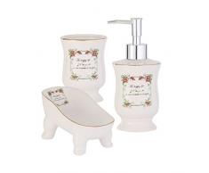 Axentia accesorios de Cannes de utensilios de baño Set de baño dispensador de jabón, jabonera & Vaso para cepillos de dientes de baño accesorios con espuma de jabón dispensador wiederbe rellenable, cerámica, multicolor, 1 x 1 x 1 cm