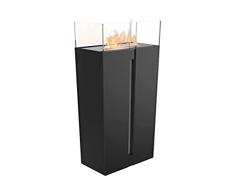KRATKI Romeo Chimenea de bioetanol Independiente Biocontenedor 0,5 l Certificado TÃV Acero con Recubrimiento en Polvo 4 Paneles de Vidrio Acero Pulido Negro 35 x 113 cm