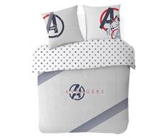 Disney Avengers - Juego de Cama (220 x 240 cm, 100% algodón), Color Blanco y Crudo