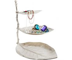 Frank Flechtwaren Leaf - Soporte para Tartas, Color Plateado