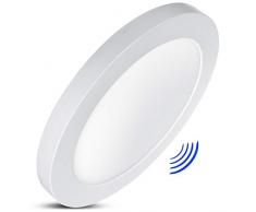 LED4U LD142 - Panel LED con ajuste de temperatura de color WW 3000K + NW 4000K + CW 6000K, lámpara de techo super delgada, diseño 19 mm (30 W con sensor de microondas)