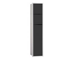 Emco Asis 975027550 150-Armario de baño Empotrado para Inodoro, toallitas húmedas, Color Cromo y Negro, sin Marco empotrable, Tope de Puerta a Elegir, Metal, 0,900 x 0,300 x 0,280