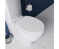 Croydex WL601122H Flexi-Fix Portland Always Fits Never Slips - Asiento de inodoro antibacteriano de cierre lento, madera, blanco, 45,5 x 37,5 x 6 cm