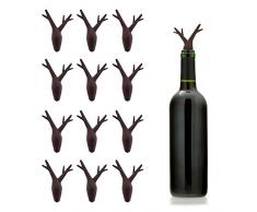 Koala Spain Tapones de Silicona Herméticos para Vino (12 Unidades), Diseño Forest, Color Marrón
